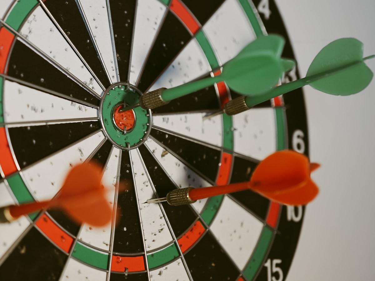 A dartboard representing focused, outcome-driven work